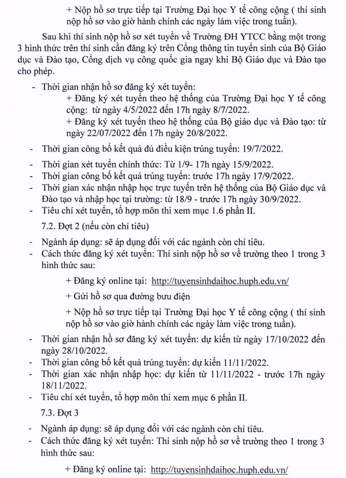 Thong tin tuyen sinh Dai hoc Y te cong cong nam 2022