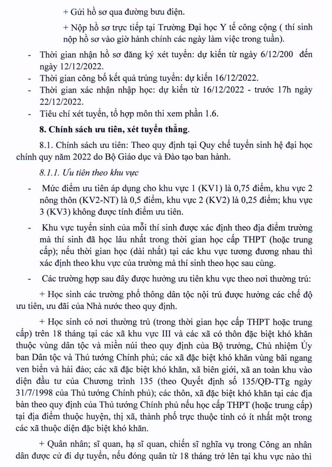 Thong tin tuyen sinh Dai hoc Y te cong cong nam 2022