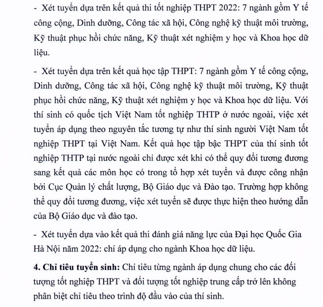 Thong tin tuyen sinh Dai hoc Y te cong cong nam 2022