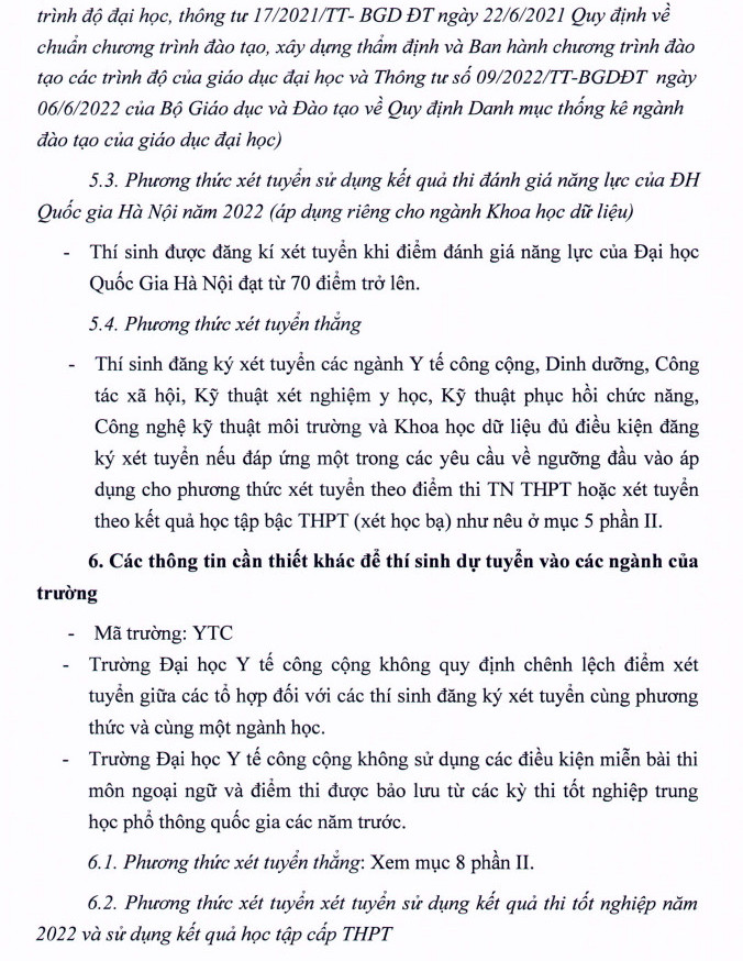 Thong tin tuyen sinh Dai hoc Y te cong cong nam 2022