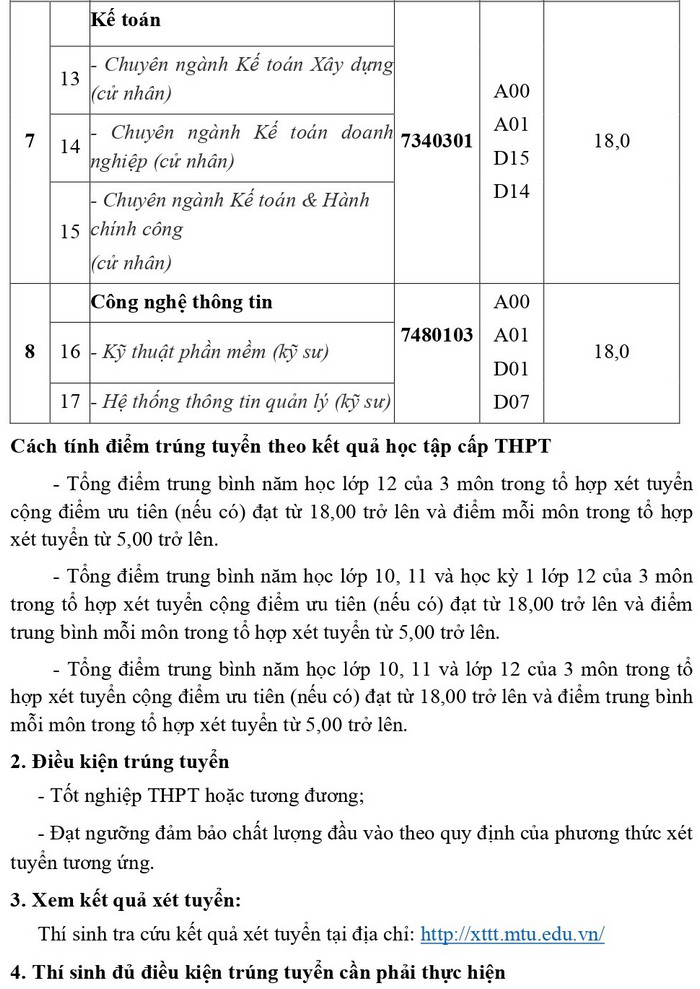 Diem chuan hoc ba DH Xay dung Mien Tay nam 2022