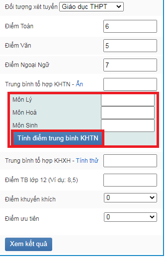 Cong cu tinh diem tot nghiep THPT 2022 nhanh nhat