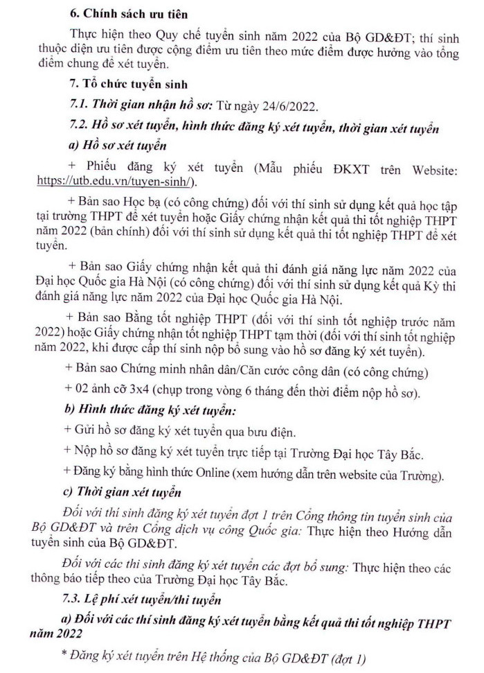 Dai hoc Tay Bac cong bo thong tin tuyen sinh nam 2022