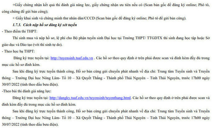Phuong an tuyen sinh Dai hoc Nong Lam - DH Thai Nguyen 2022