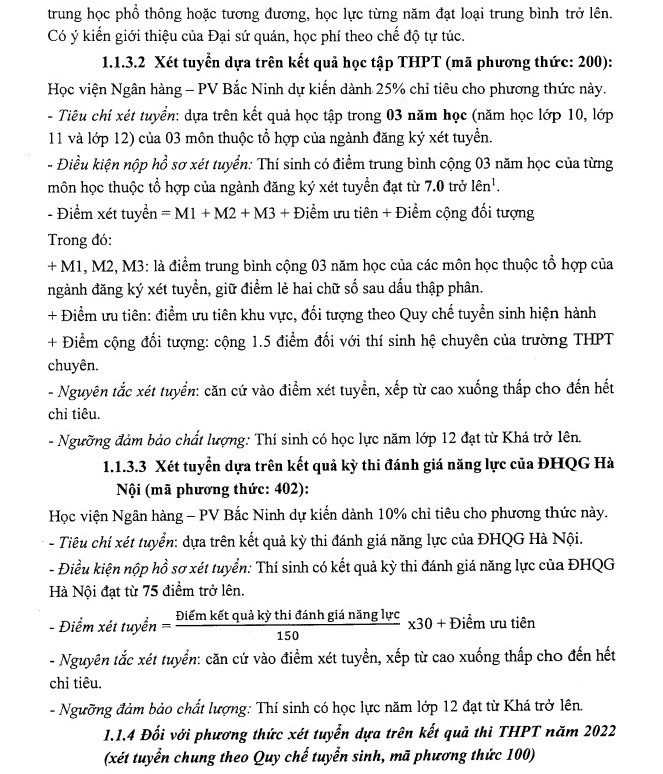 Hoc vien ngan hang - Phan vien Bac Ninh tuyen sinh 2022