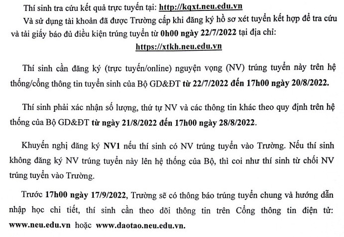 Dai hoc Kinh te Quoc dan cong bo diem chuan xet tuyen ket hop 2022