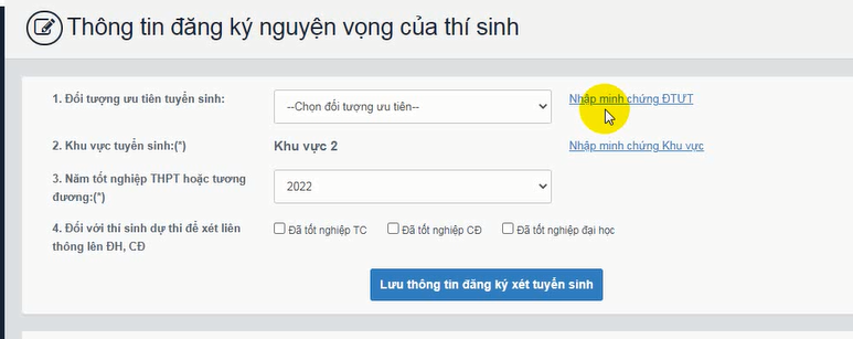 Huong dan dang ky nguyen vong xet tuyen truc tuyen 2022