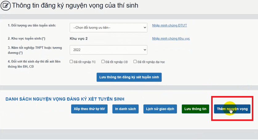 Huong dan dang ky nguyen vong xet tuyen truc tuyen 2022