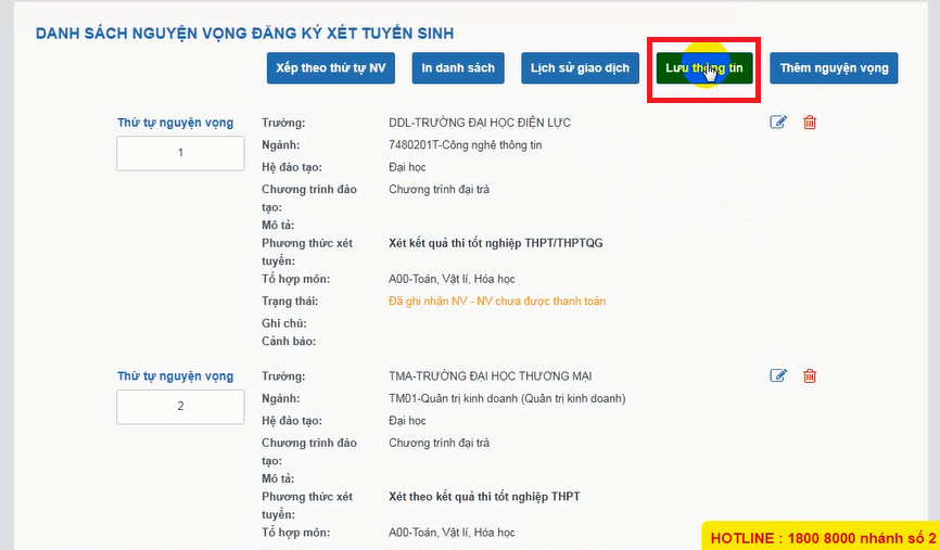 Huong dan dang ky nguyen vong xet tuyen truc tuyen 2022