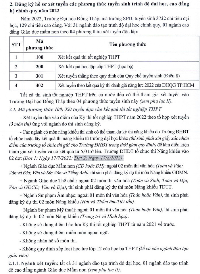 Dai hoc Dong Thap cong bo diem san xet tuyen 2022