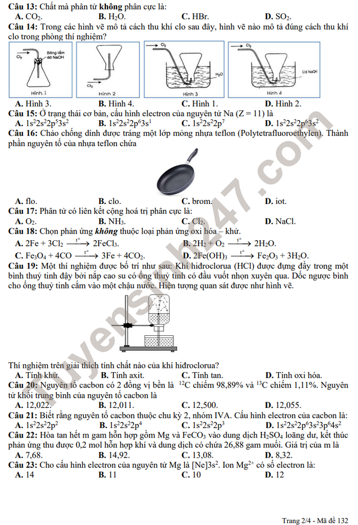 De khao sat dau nam lop 11 mon Hoa 2022 - THPT Han Thuyen (co dap an)