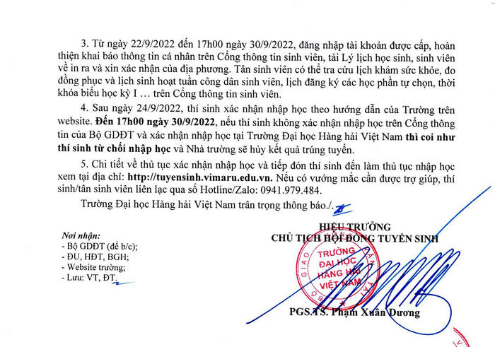 Dai hoc Hang hai Viet Nam cong bo diem chuan nam 2022