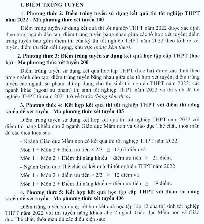 Dai hoc Vinh cong bo diem chuan nam 2022