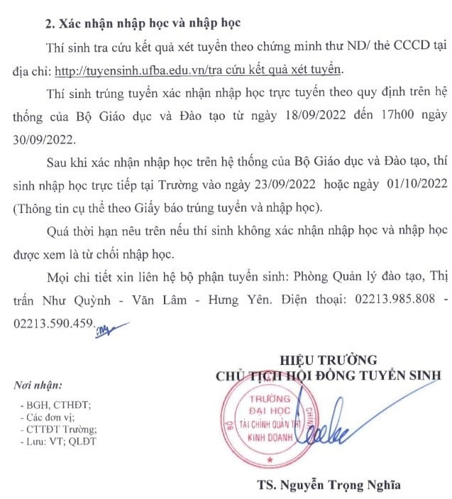 Diem chuan DH Tai chinh Quan tri kinh doanh nam 2022
