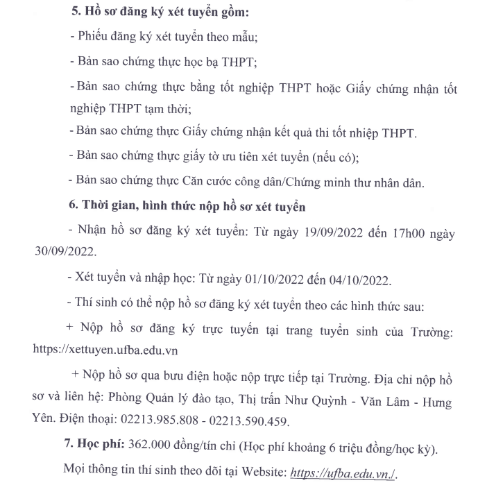Xet tuyen bo sung Dai hoc Tai chinh Quan tri kinh doanh 2022