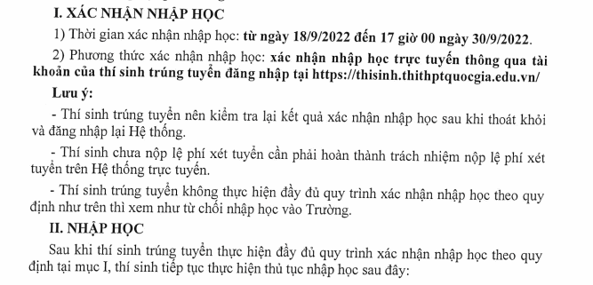 Dai hoc Tai chinh Marketing huong dan thu tuc nhap hoc nam 2022