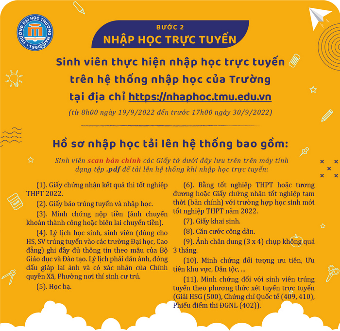 Ho so nhap hoc vao Dai hoc Thuong mai nam 2022