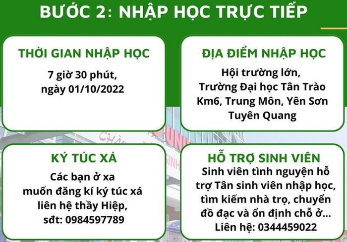 Huong dan nhap hoc Dai hoc Tan Trao nam 2022