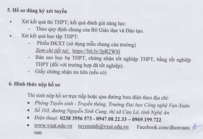 Dai hoc Cong nghe Van Xuan xet bo sung 2022