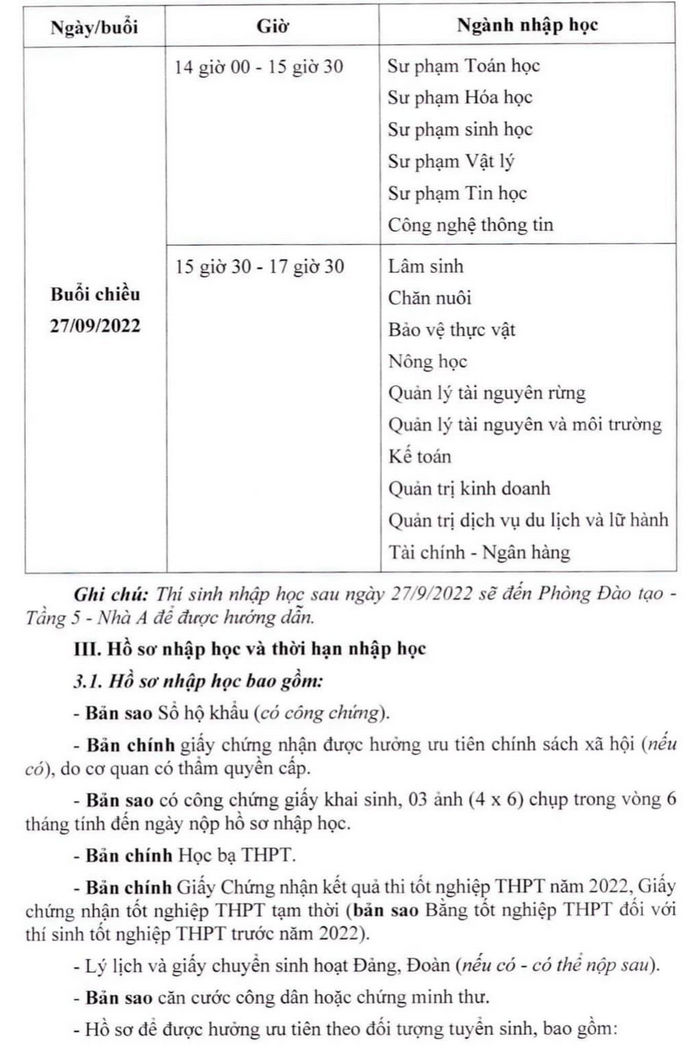 Ho so nhap hoc vao Dai hoc Tay Bac 2022