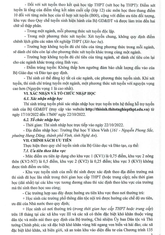 Dai hoc Y khoa Vinh tuyen sinh bo sung nam 2022