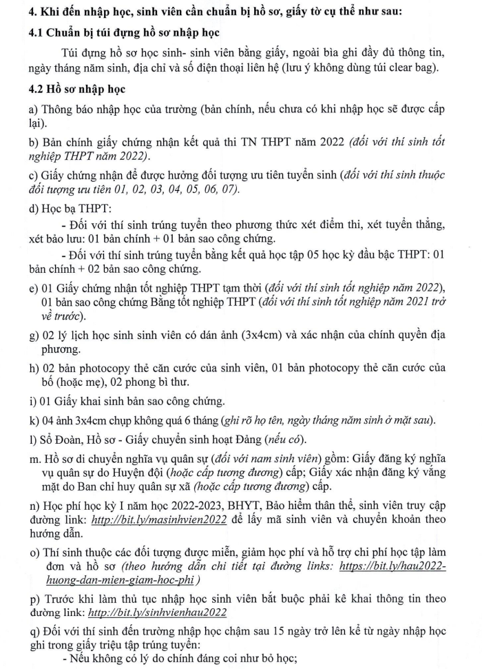 Ho so nhap hoc nam 2022 Dai hoc Kien truc Ha Noi