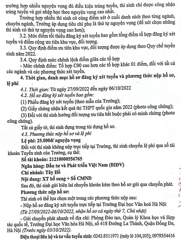 Dai hoc Van hoa Ha Noi xet tuyen bo sung 120 chi tieu nam 2022