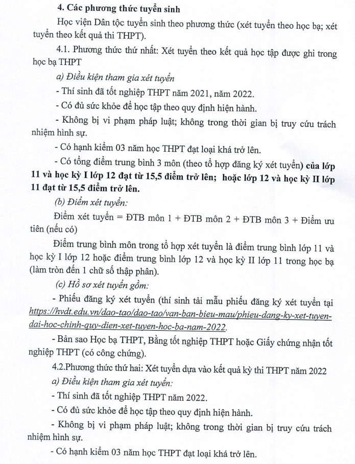 Xet tuyen bo sung Hoc vien Dan toc nam 2022