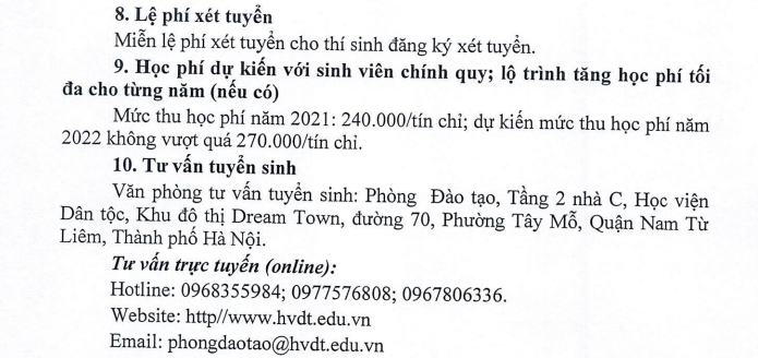 Xet tuyen bo sung Hoc vien Dan toc nam 2022