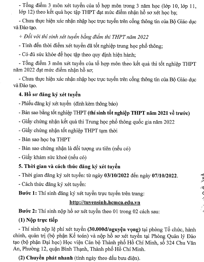 Hoc vien Can bo TPHCM xet bo sung 151 chi tieu nam 2022