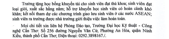 Xet tuyen bo sung Dai hoc Ky thuat - Cong nghe Can Tho 2022