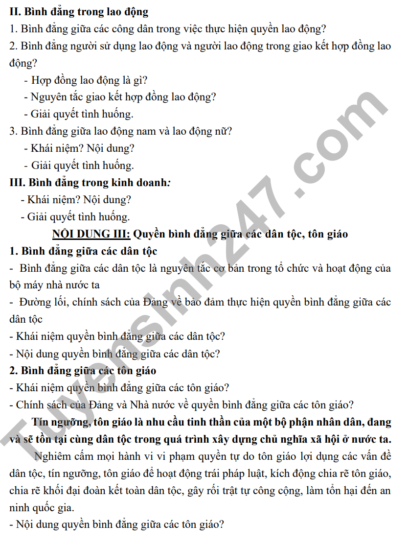 De cuong on tap ki I mon GDCD lop 12 2022 THPT Yen Hoa