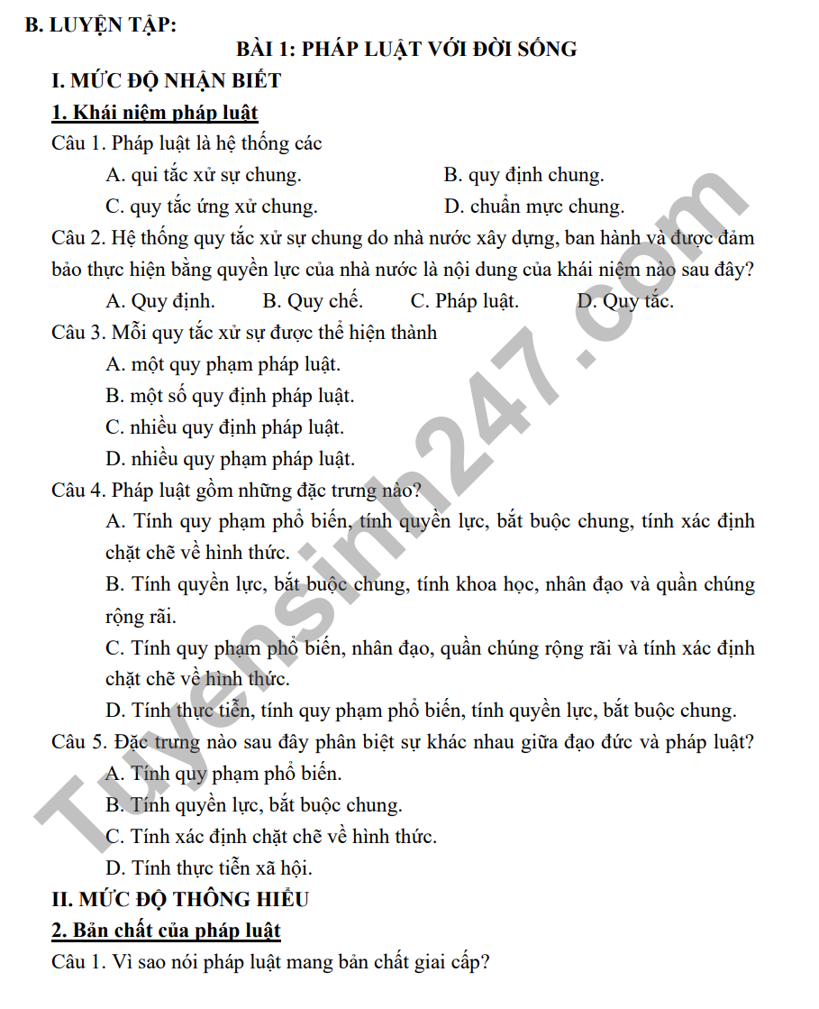 De cuong on tap ki I mon GDCD lop 12 2022 THPT Yen Hoa