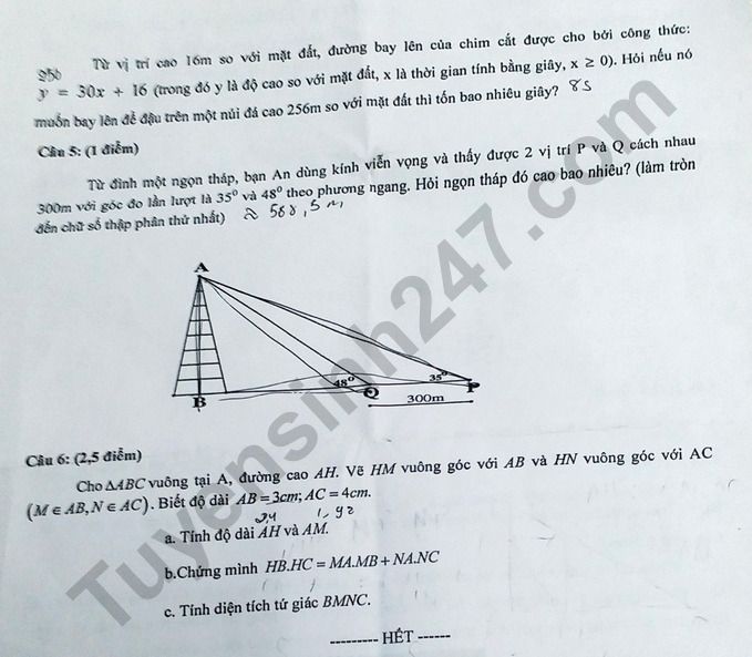 De kiem tra giua ki 1 mon Toan lop 9 - THCS Truong Vinh Ky 2022