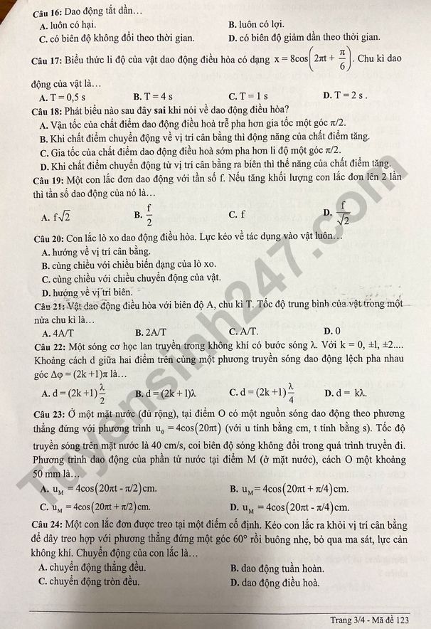 De thi giua ki 1 lop 12 mon Ly 2022 - THPT Nguyen Thi Minh Khai