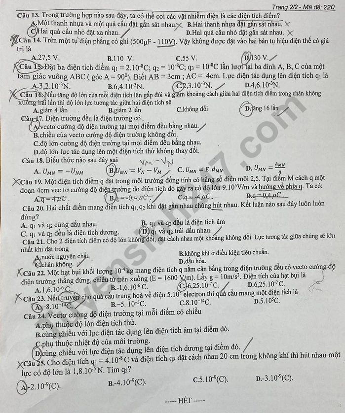 De thi giua ki 1 lop 11 mon Ly 2022 - THPT Vo Thi Sau