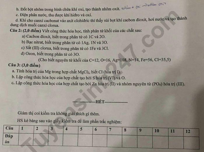 De giua ki 1 lop 8 mon Hoa - THCS & THPT Lien ket Quoc te 2022