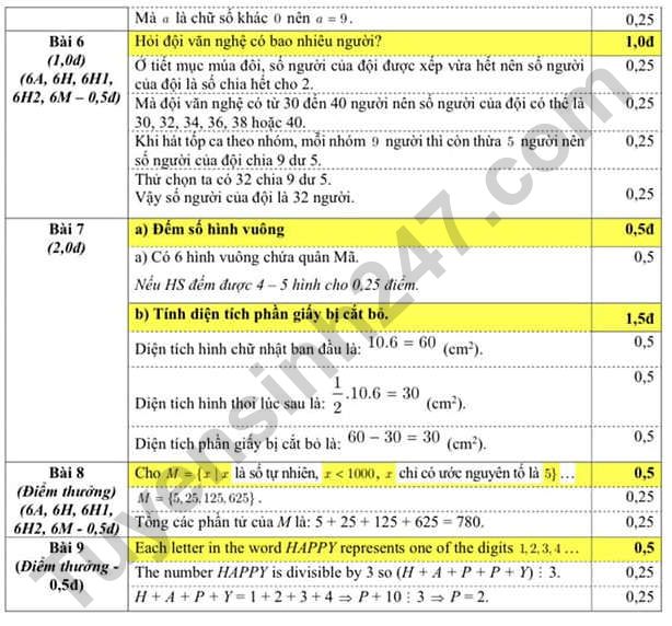 Dap an de giua ki 1 mon Toan lop 6 - THCS Trung Vuong 2022