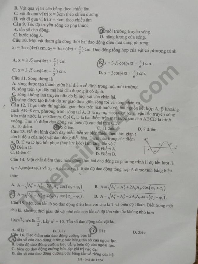 De thi giua ki 1 mon Ly lop 12 - THPT Vo Nguyen Giap 2022