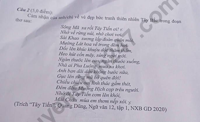 De thi giua ki 1 mon Van 2022 lop 12 - THPT Yen Hoa