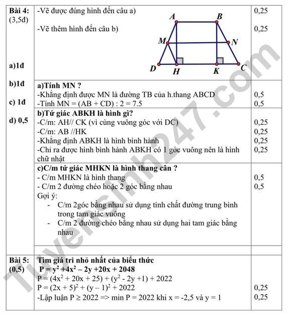 De thi giua ki 1 mon Toan lop 8 co dap an 2022 - THCS Thang Long