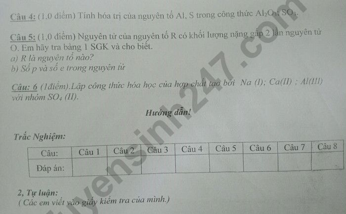 De thi giua ki 1 lop 8 mon Hoa 2022 - THCS Yen Duong