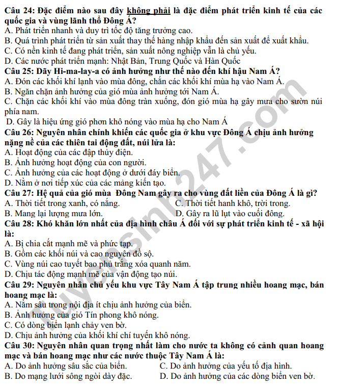 De thi ki 1 mon Dia lop 8 - THCS Duc Giang 2022