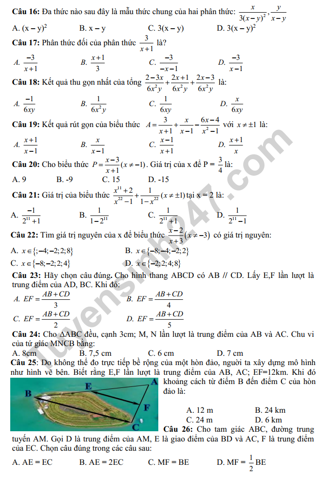 De thi ki 1 lop 8 mon Toan 2022 - THCS Duc Giang