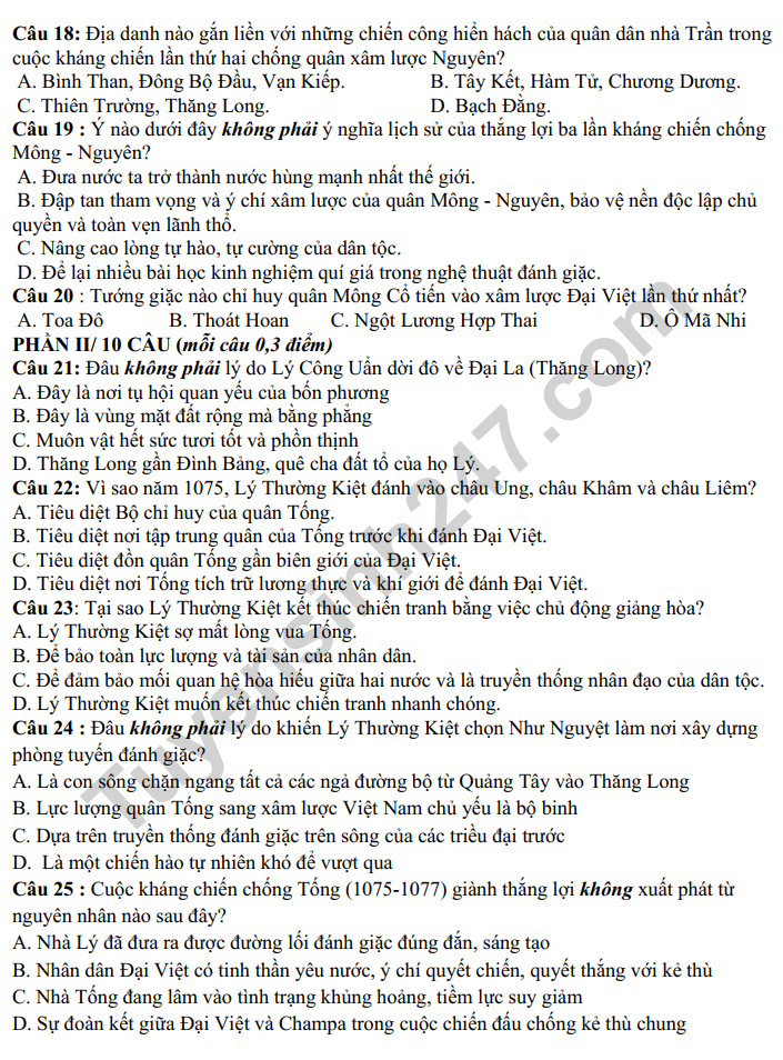 De thi ki 1 lop 7 mon Su 2022 - THCS Duc Giang