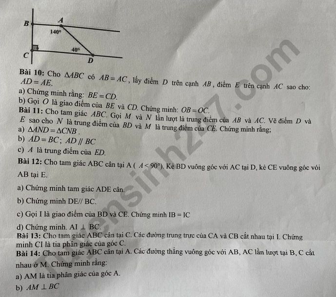 De cuong on tap ki 1 lop 7 mon Toan 2022 - THCS Le Do