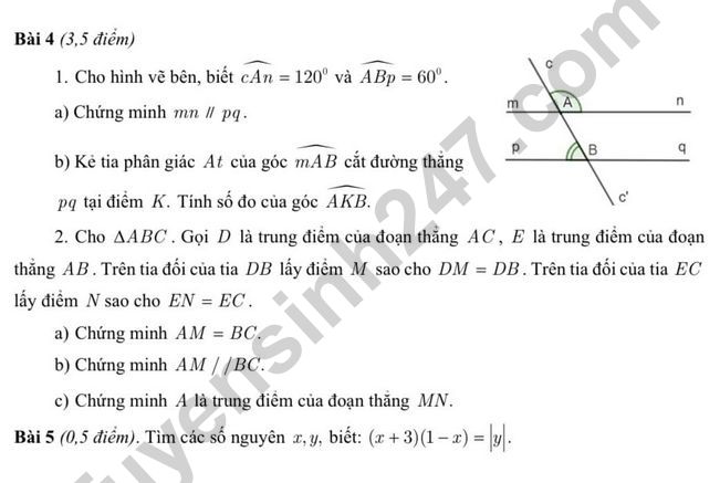De cuong on tap ki 1 lop 7 mon Toan 2022 - THCS Giang Vo