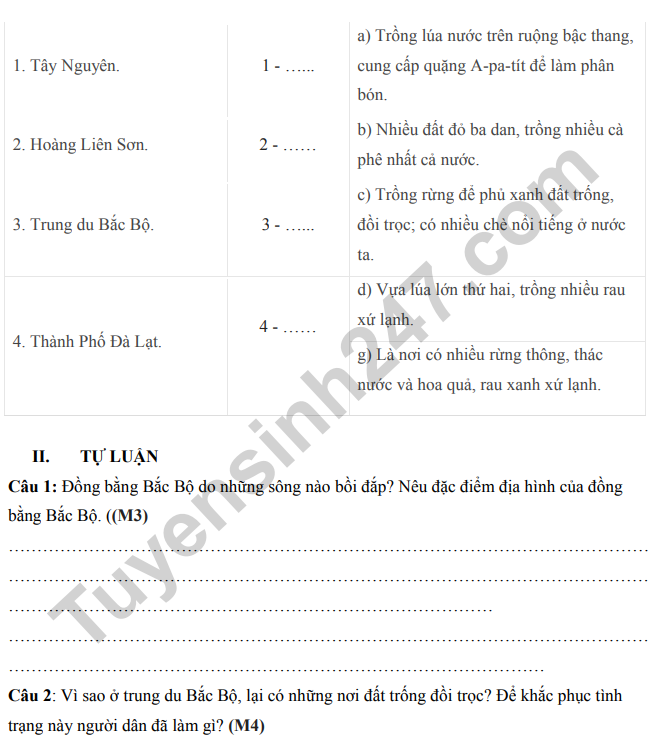 De thi ki 1 mon Su Dia lop 4 - TH Phan Ri Thanh 2022