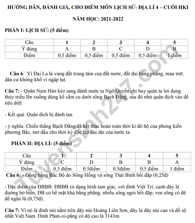 De kiem tra ki 1 lop 4 mon Su Dia 2022 - TH Van The (Co dap an)