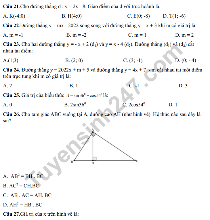 De thi HK 1 mon Toan lop 9 (Co dap an) 2022 - THCS Gia Thuy
